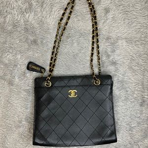 Chanel Vintage Black Strap Shoulder Bag